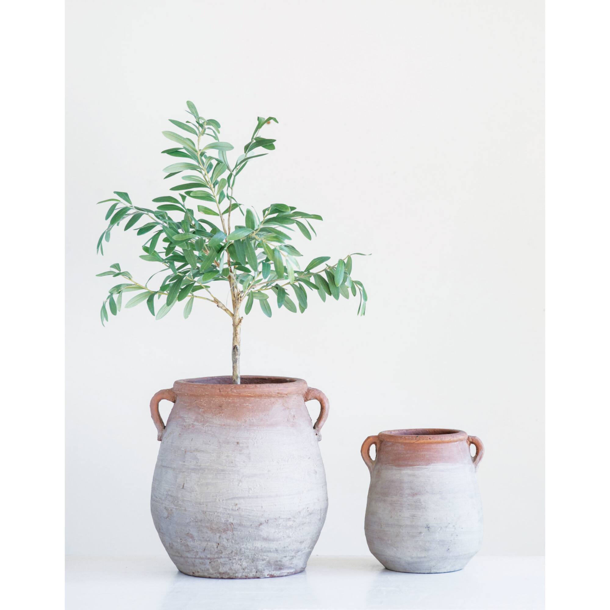Hello Honey® Large Orange & Whitewashed Terra Cotta Urn